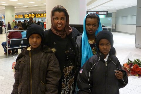 Amina and children in Toronto