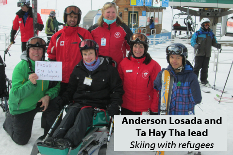 Anderson and Ta Hay Tha lead Skiing with refugees