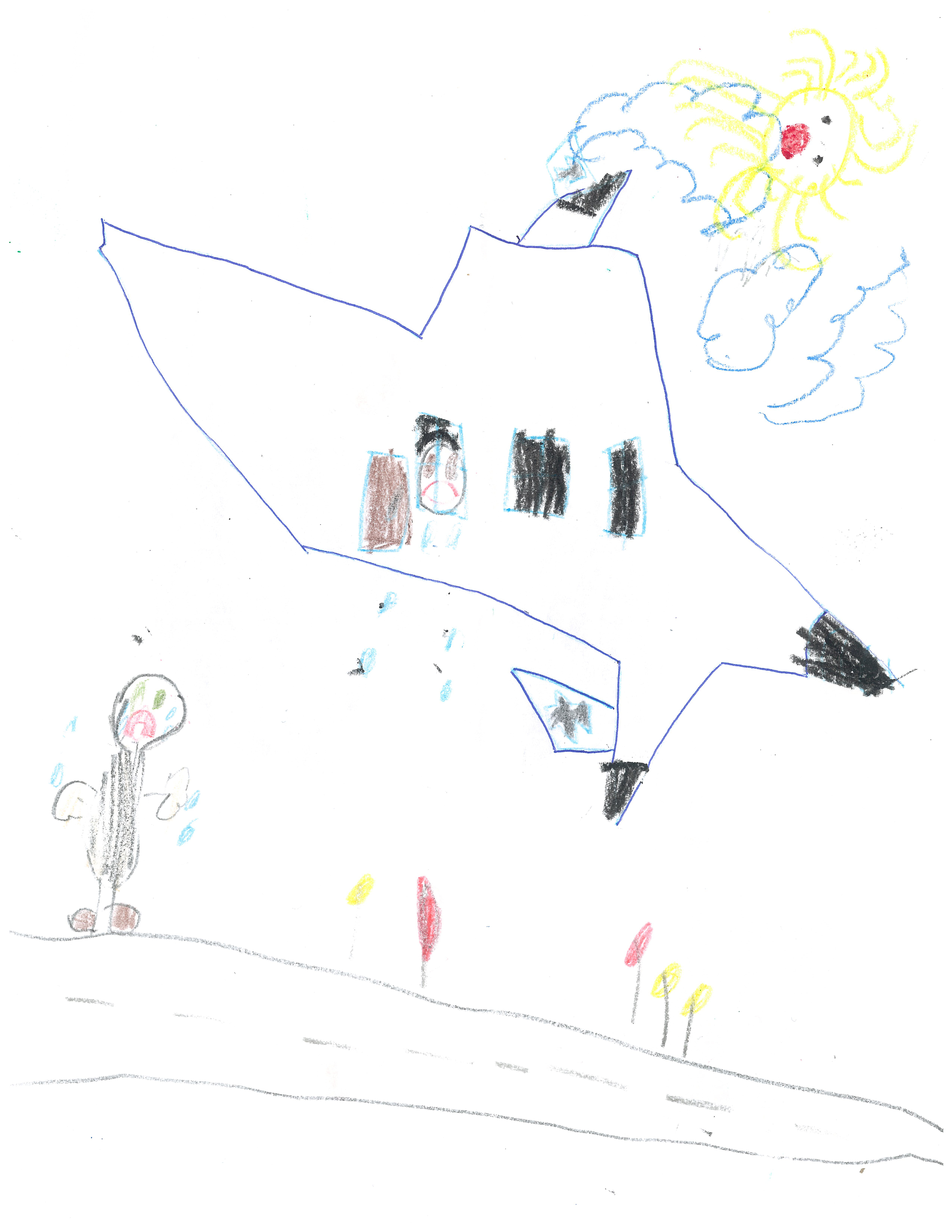 Picture drawn by a detained child, weeping as parent is deported.