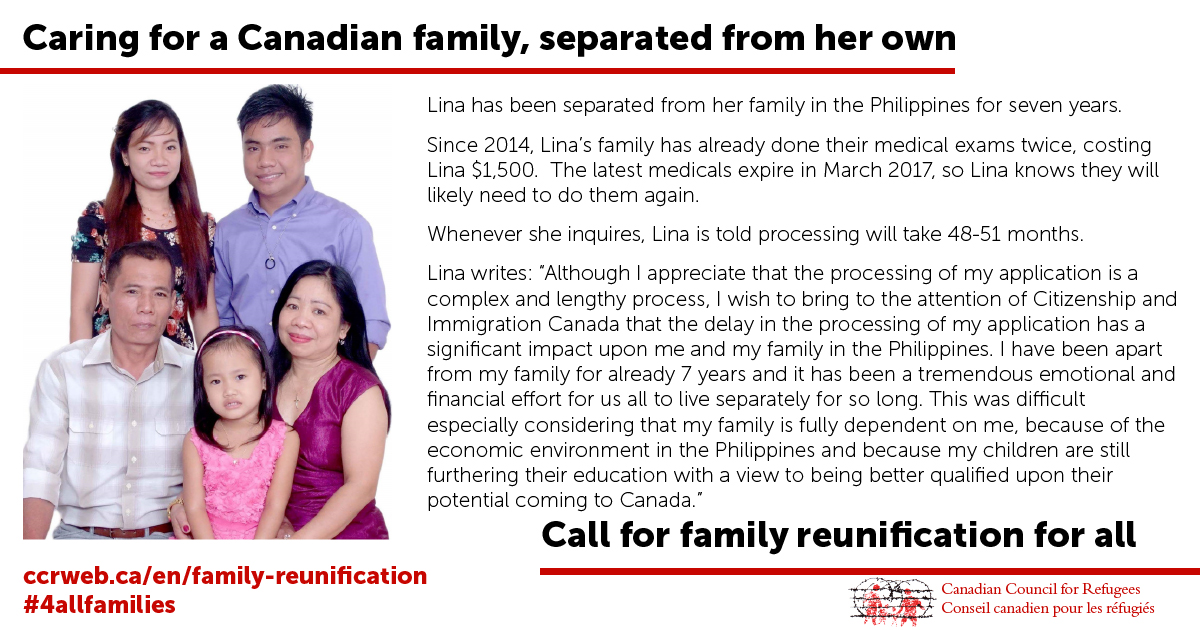 Caring for a Canadian family, separated from her own