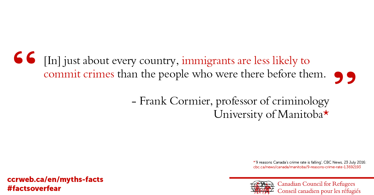 On the fasle link between immigrants and crime - FCormier quote