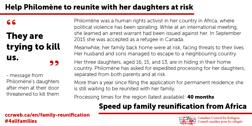 Help Philomène to reunite with her daughters at risk