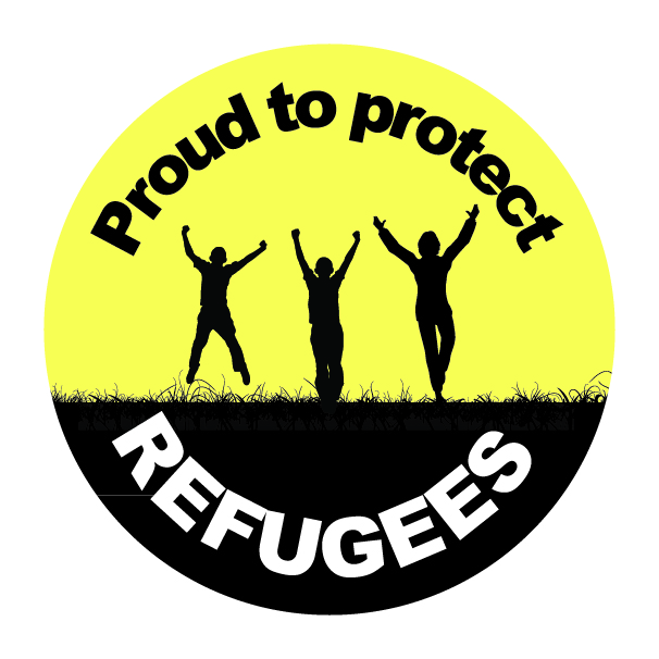 Proud to Protect Refugees buttons